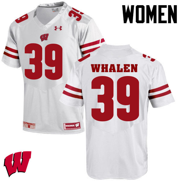 Women Winsconsin Badgers #39 Jake Whalen College Football Jerseys-White - Click Image to Close